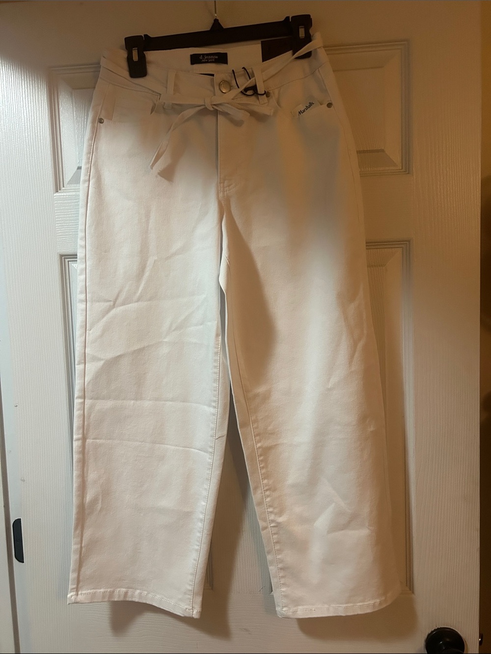 d. jeans White High-Rise Wide-Leg Jeans with Self-Tie Belt